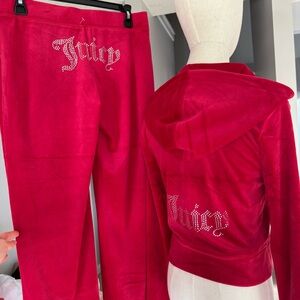 Juicy Couture Vibrant Red Velour tracksuit size small